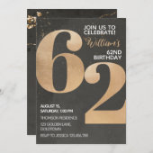 Gold Black 62e verjaardag uitnodiging (Voorkant / Achterkant)