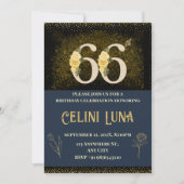 Gold & Black 66e anniversaire Invitations (Devant)