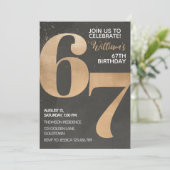 Gold Black 67th Birthday Invitation (Debout devant)