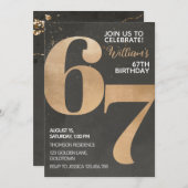 Gold Black 67th Birthday Invitation (Devant / Derrière)