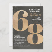 Gold Black 68th Birthday Invitation (Devant)