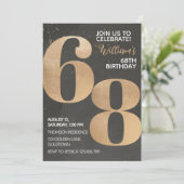 Gold Black 68th Birthday Invitation (Debout devant)