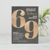 Gold Black 69th Birthday Invitation (Debout devant)