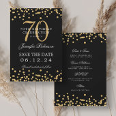 Gold Black 70th Birthday Bewaar de datum en detail Kaart