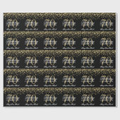 Gold Black 70th Birthday Glitter Confetti Cadeaupapier (Vlak)