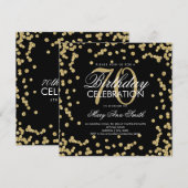 Gold Black 70th Birthday Glitter Confetti Kaart (Voorkant / Achterkant)