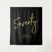 Gold & Black 70th Birthday Party Backdrop Wandkleed (Voorkant)