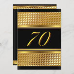 Gold & Black 70th Birthday Party Invitation<br><div class="desc">Invitation du 70e anniversaire. Or et noir. Exclusive Zazzle. Customisez avec vos propres détails.</div>