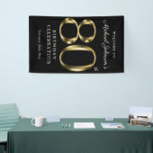 Gold & Black 80th Birthday Elegant Welcome Party Spandoek (Beurs)