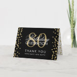 Gold Black 80th Birthday Merci Parties scintillant<br><div class="desc">Elégant 80e anniversaire de la fête Gold Faux Parties scintillant Confetti modèle noir. Facile à utiliser et facile à personnaliser. Commandez aujourd'hui !</div>