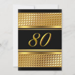 Gold & Black 80th Birthday Party Invitation<br><div class="desc">Invitation du 80e anniversaire. Or et noir. Exclusive Zazzle. Customisez avec vos propres détails.</div>