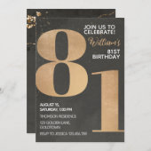 Gold Black 81st Birthday Invitation (Devant / Derrière)