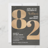 Gold Black 82e Invitation d'anniversaire (Devant)