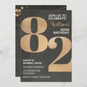 Gold Black 82e Invitation d'anniversaire (Devant / Derrière)