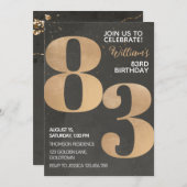 Gold Black 83e anniversaire Invitation (Devant / Derrière)