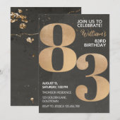 Gold Black 83rd Birthday Invitation Kaart (Voorkant / Achterkant)