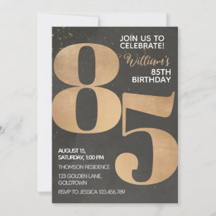 Gold Black 85e anniversaire Invitation