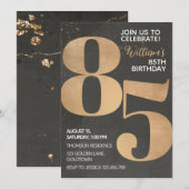 Gold Black 85th Birthday Invitation Kaart (Voorkant / Achterkant)