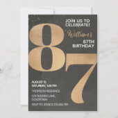 Gold Black 87th Birthday Invitation (Devant)