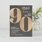 Gold Black 90th Birthday Invitation (Debout devant)