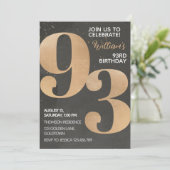 Gold Black 93e anniversaire Invitation (Debout devant)
