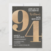 Gold Black 94th Birthday Invitation (Devant)