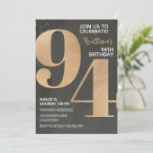 Gold Black 94th Birthday Invitation (Debout devant)