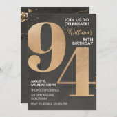 Gold Black 94th Birthday Invitation (Devant / Derrière)