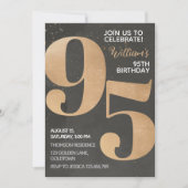 Gold Black 95th Birthday Invitation (Devant)
