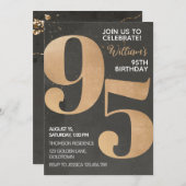 Gold Black 95th Birthday Invitation (Devant / Derrière)
