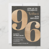 Gold Black 96th Birthday Invitation (Devant)