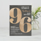Gold Black 96th Birthday Invitation (Debout devant)