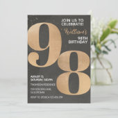 Gold Black 98th Birthday Invitation (Debout devant)