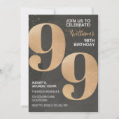 Gold Black 99th Birthday Invitation (Devant)