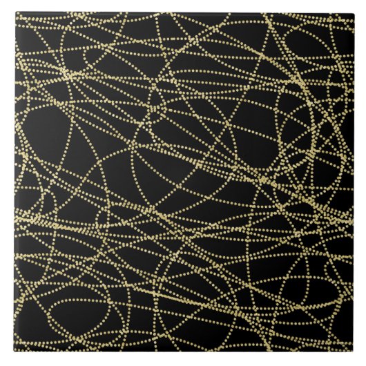 Gold Black Abstract Tegeltje (Voorkant)