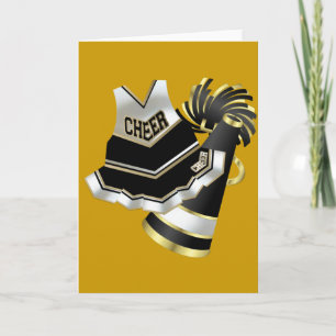 Gold Black and White Cheerleader Kaart
