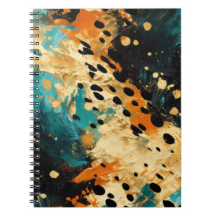 Gold Black Aqua Sinaasappel Leopard Abstract Notitieboek