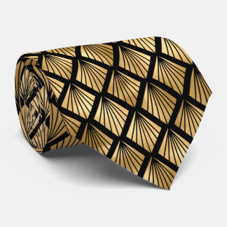 Gold black art deco betegeld patroon stropdas