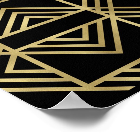 Gold & Black Art Deco Bold Retro Glam Weddenschap Poster (Hoek)