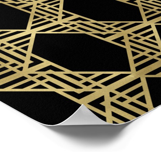 Gold Black Art Deco Diamond Retro Weddenschap Poster (Hoek)