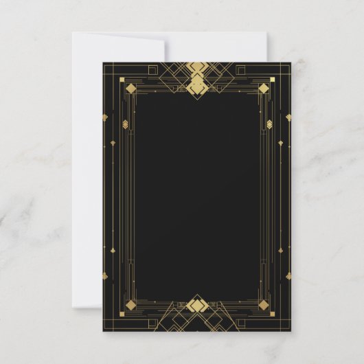 Gold & Black Art Deco Gatsby Roaring 20 elegant Kaart (Achterkant)