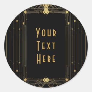 Gold & Black Art Deco Gatsby Roaring 20 elegant Ronde Sticker
