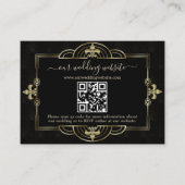 Gold Black Art Deco QR Code Weddenschap Informatiekaartje (Voorkant)
