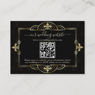 Gold Black Art Deco QR Code Weddenschap Informatiekaartje