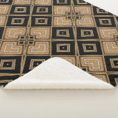 Gold Black Art Deco Squares Geometric Pattern Sherpa Deken (3/4)