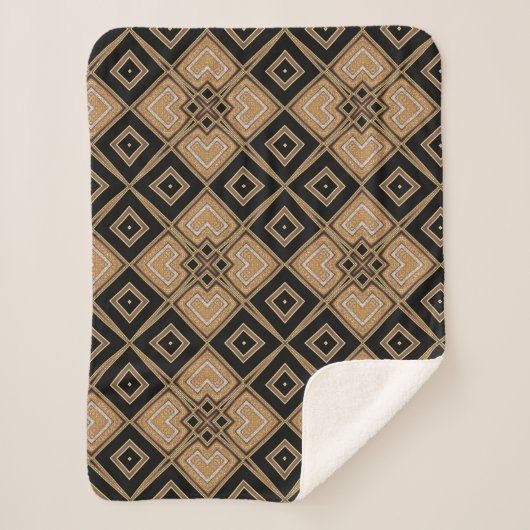 Gold Black Art Deco Squares Geometric Pattern Sherpa Deken (Voorkant)