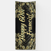 Gold/Black Bokeh 60th Birthday Party Banner (Verticaal)