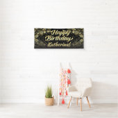 Gold/Black Bokeh Happy Birthday Party Spandoek (Insitu)