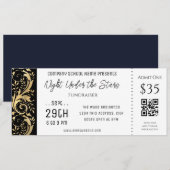 Gold Black Border Company School Event Ticket Kaart (Voorkant / Achterkant)