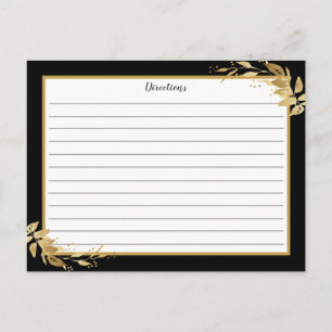 Gold Black Botanical Foliage Recipcard Briefkaart